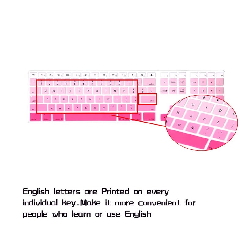 HRH Ombre Pink Silicone Keyboard Skin Cover for iMac Wired USB Full Size Keyboard with Numeric Keypad A1243(G6 MB110LL/B and MB110LL/A) - Image 2